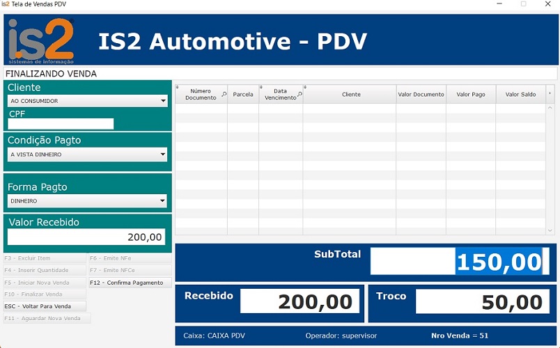 Software Autopeças - PDV Pagamento