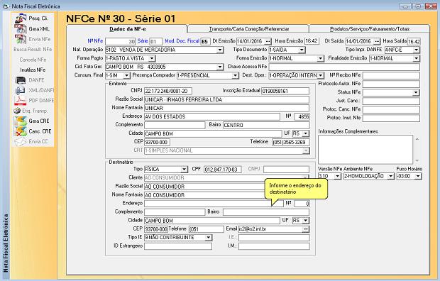 Software Para Gerenciamento Loja de Roupas - Tela de NFe e NFCe