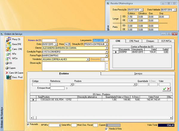 Software Para Loja de Bijuterias - Tela de Ordem de Serviço