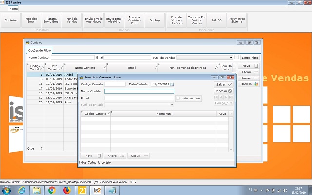 Software Funil de Vendas IS2 Pipeline - Cadastro de Contatos