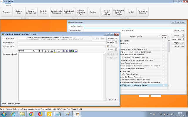 Software Funil de Vendas IS2 Pipeline - Cadastro de Modelos de Email HTML