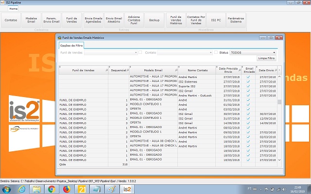 Software Funil de Vendas IS2 Pipeline - Histórico Funil de Vendas