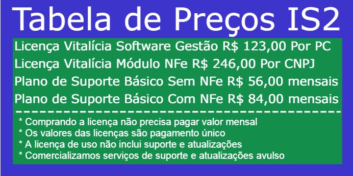 Tabela de Preços IS2 Pipeline